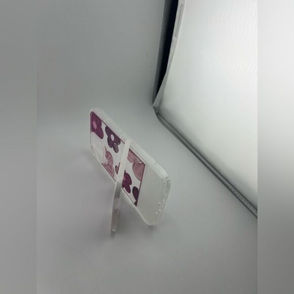 Purple Flower Clear Case with Stand for iPhone 16 Pro Max - Picture 4 of 7